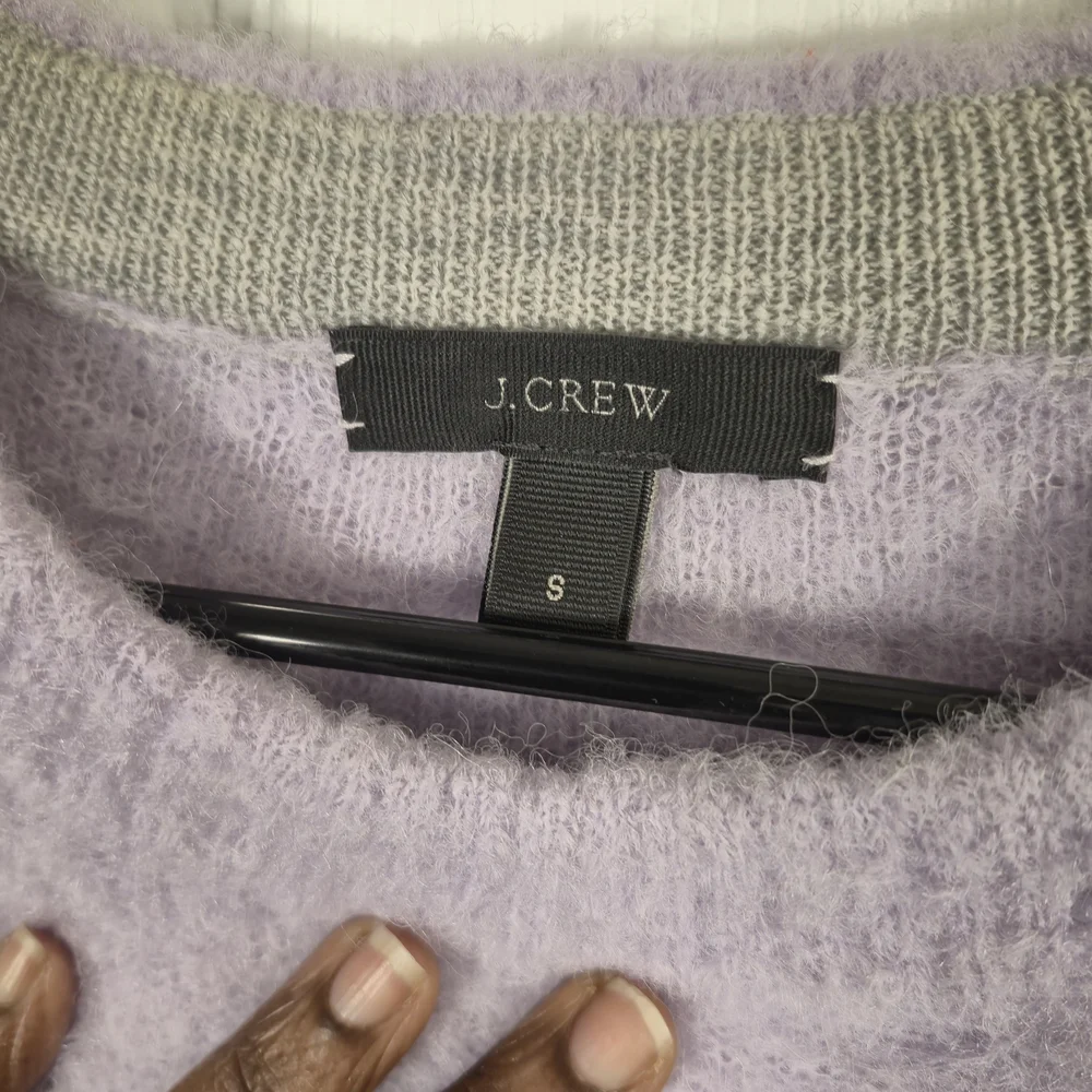 J.Crew Alpaca Blend Lilac Fuzzy Crewneck Sweater L Oversized Cozy Minimal